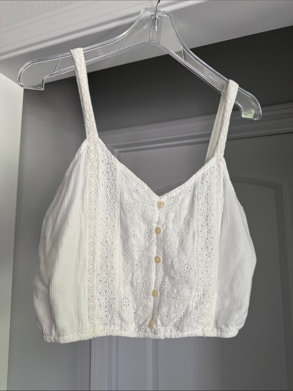 White Lace-Trim Cropped Cami Top